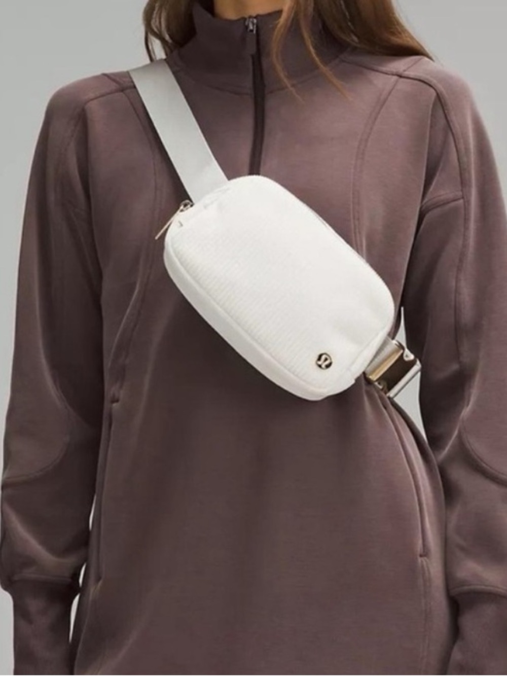 LULULEMON CORDUROY BONE GOLD CORDUROY 
BELT CROSSBODY BAG